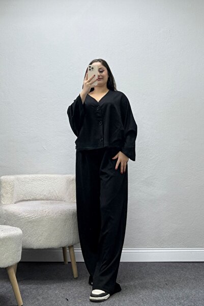 BELENDİR Women's Modal Long Sleeve Vest Suit Black