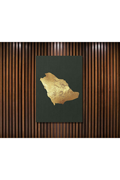 ALAYRA International لوحة فنية ذهبية لخريطة المملكة العربية السعودية (40×60 س...