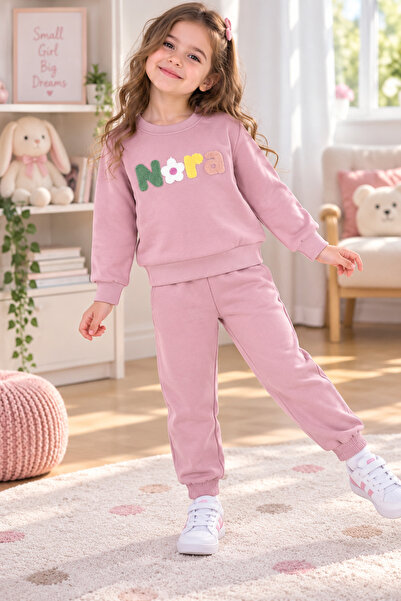 SERPİL Girl's Nora Printed Sweatshirt Tracksuit Set