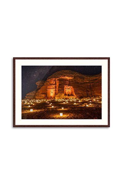 ALAYRA International Al-Ula Night Heritage Landscape (30x40 cm) With Outer Fr...