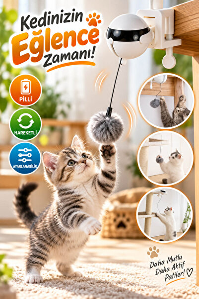 House Bird Pilli Hareketli Kedi Oyun Oltası Ayarlanabilir Asma Aparatlı Otoma...