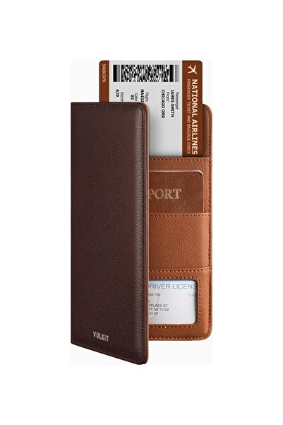 VULKIT Rfid Protected Leather Unisex Passport Holder and Travel Wallet