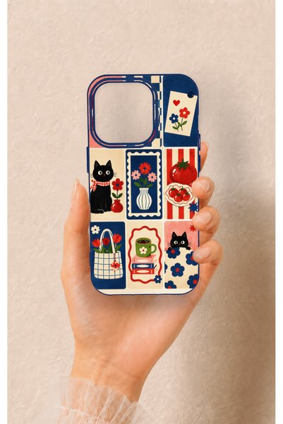 Vip Case Cute Cat and Flower Pattern Silicone Case Compatible with iPhone 14 Pro
