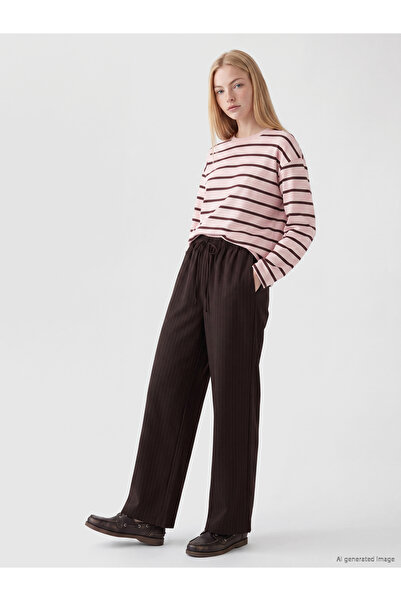 LC Waikiki Pantaloni de damă cu dungi cu talie elastică