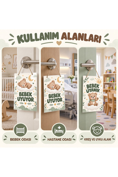Pass Pano Baby Sleeping Awake Door Card A5 |   Double-Sided Cellophane Covered Baby Room Warning Sign