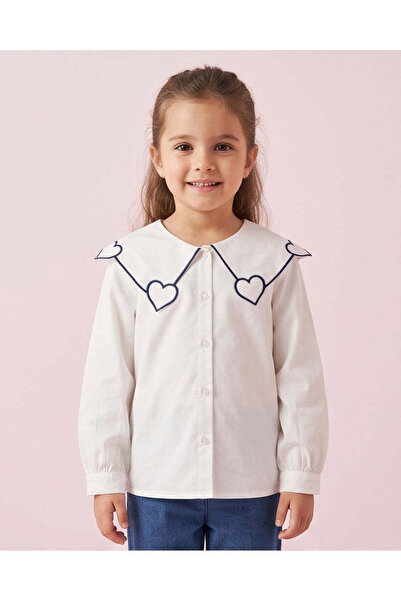 REDTAG بلوزة بيضاء للفتيات مطرزة بقلب