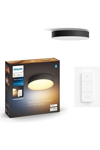 Philips Hue Beyaz Amb. Enrave Tavan Lambası M Siyah, 2400 lm, Dimmer Anahtarlı