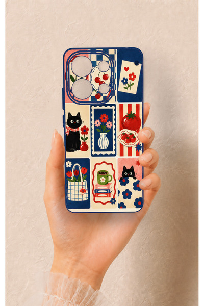 Vip Case Redmi Note 13 4g Compatible Cute Cat and Flower Pattern Silicone Case
