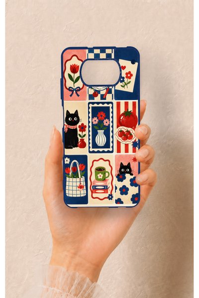 Vip Case Poco X3 Compatible Cute Cat and Flower Pattern Silicone Case