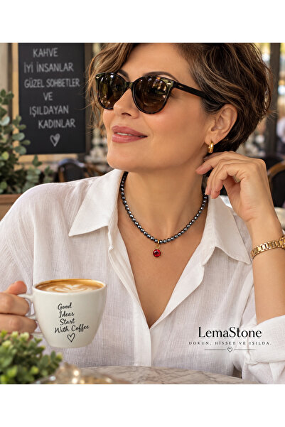 LemaStone Natural Terahertz Stone Women's Necklace 4 mm Shiny Sphere Cut 40 c...