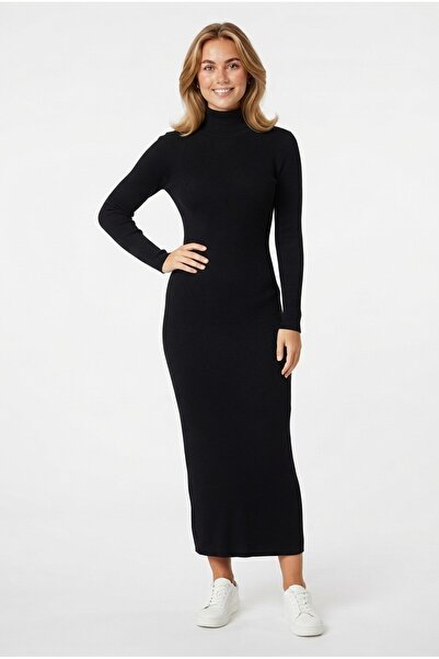 Şeker Portakalım Women's Turtleneck Camisole Fabric Stylish Casual Dress