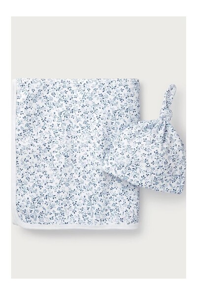 THE WHITE COMPANY Organic Cotton Clementine Patterned Blanket and Hat Set