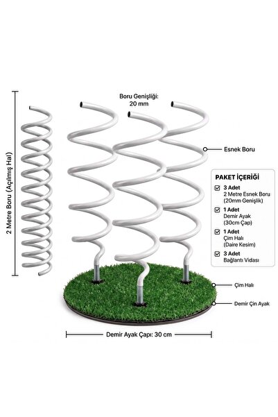 roco paper Dev Çiçek Yapım Seti - 3lü Esnek Boru-3x2 Metre, Demir Ayak Çim Ha...
