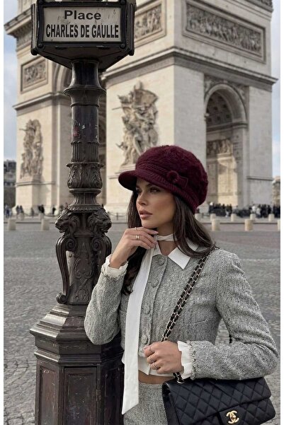 LAGRANZE Striped Knitted Women's Beanie/Hat with Visor