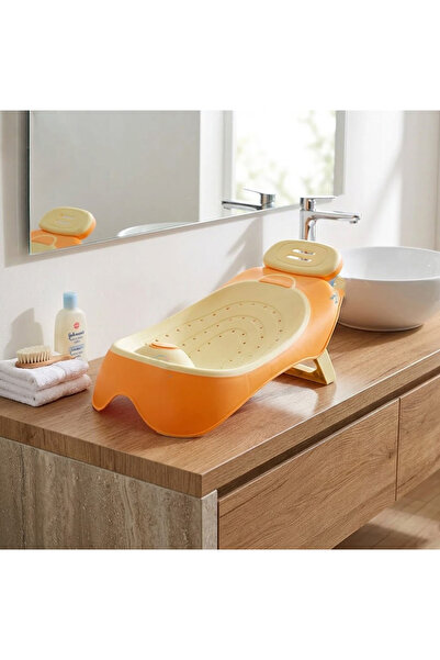 co arma Newborn Baby Bath Tub Non-Slip Safety Infant Shower Basin with Headre...