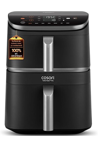 COSORI Turbo Tower Pro Dual Air Fryer, 10.8L Ceramic Coating, Stacked Space-S...