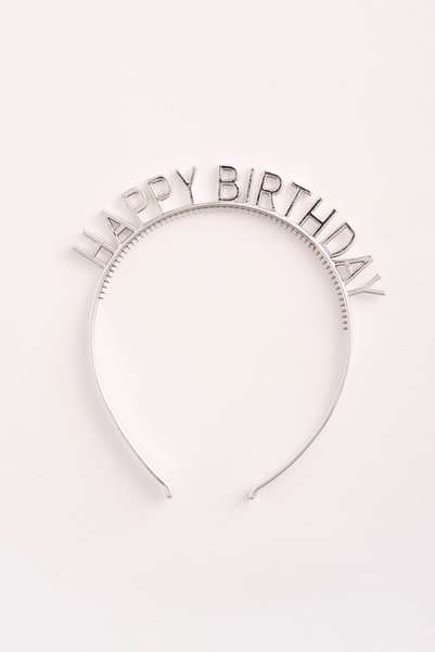 Banamio Happy Birthday Yazılı Doğum Günü Tacı (Silver)