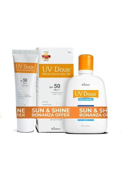 brinton UV Doux Sunscreen Gel SPF50 PA+++ & UV Doux Face Cleanser 125ml Combo...