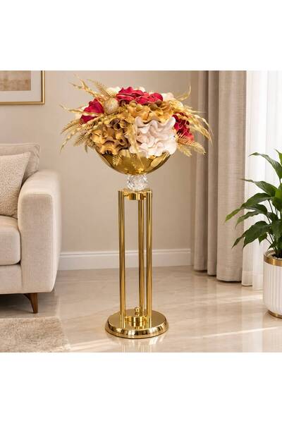 AYKLI, GOLD KASE, DEKOR ARANJMAN. DEKORATİF YAPAY ÇİÇEK - 31*110CM