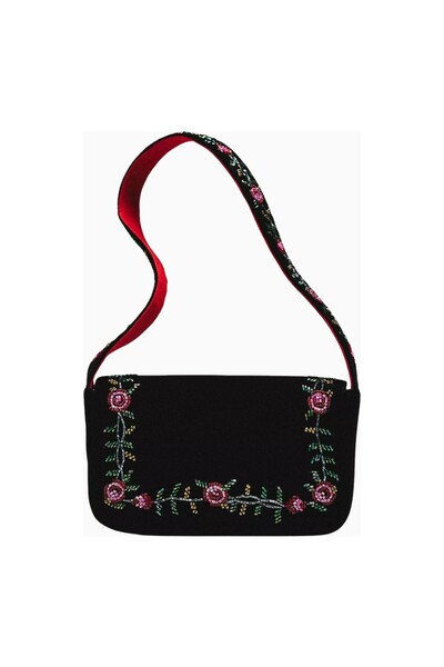 Anthropologie Fiona Floral Beaded Floral Pattern Shoulder Bag