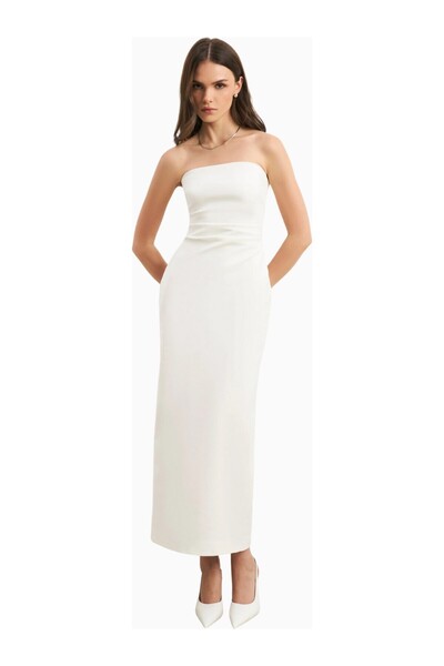 BECAUSE OF ALICE Becasue of Alice Strapless Ruched Midaxi Dress Strapless Mid...