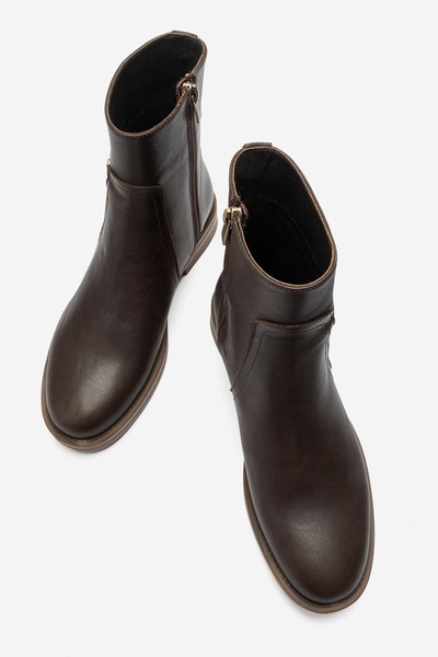 Zeynep Sıradağlı Hayli Genuine Leather Women's Boots Brown