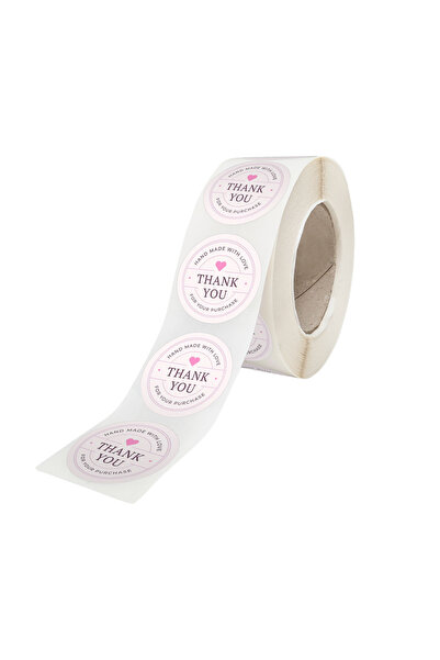 Papette Rola 200 Stickere/Etichete autoadezive Rotunde Model Thank You Made W...