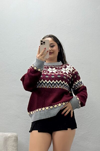 BELENDİR Women's Patterned Knitwear Sweater Gribordo