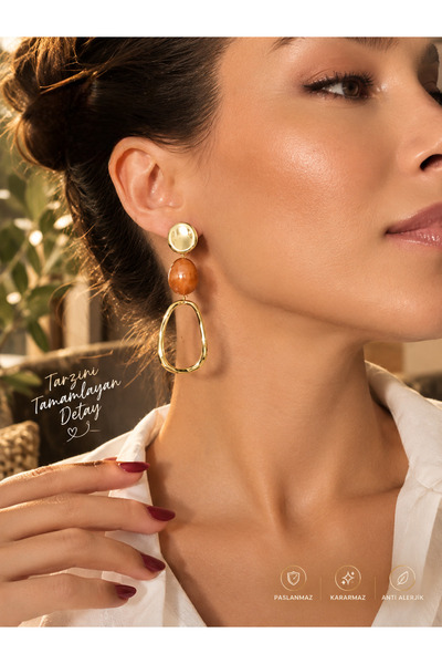 İNİTİUM أقراط عصرية أنيقة من الفولاذ المقاوم للصدأ باللون الذهبي