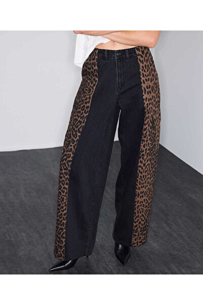 İpekyol Leopar desen mix jean pantolon