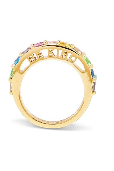 Kurt Geiger Be Kind Band Ring with Multicolor Crystals