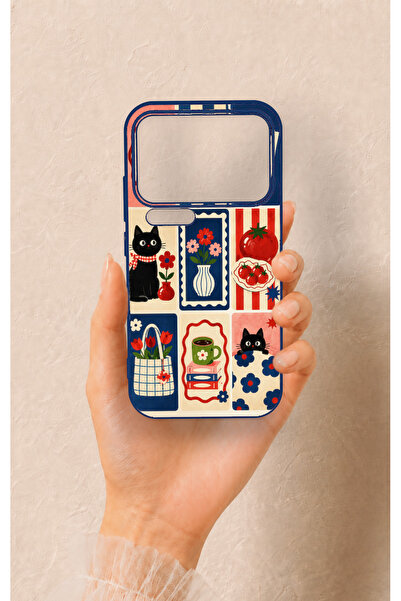 Vip Case Xiaomi Mi 17 Pro 5G Uyumlu Sevimli Kedi ve Çiçek Desenli Silikon Kılıf