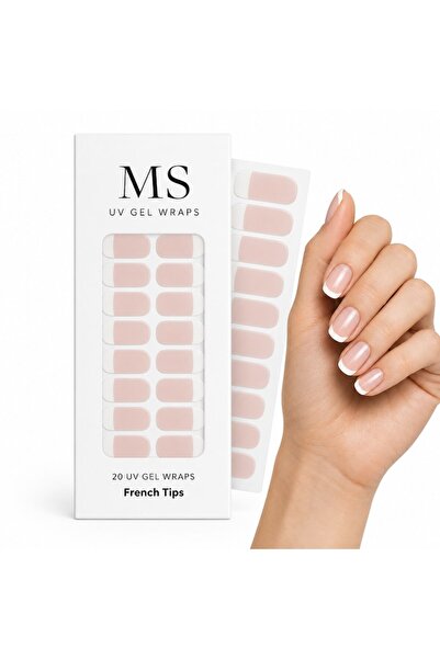 Ms Set folii UV pentru unghii French Tips, 20 bucăți, model manichiură franțu...