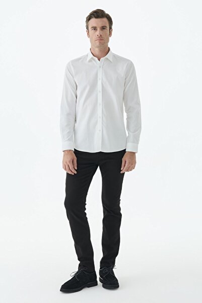 Jakamen White 100% Cotton Comfort Fit Classic Collar Shirt