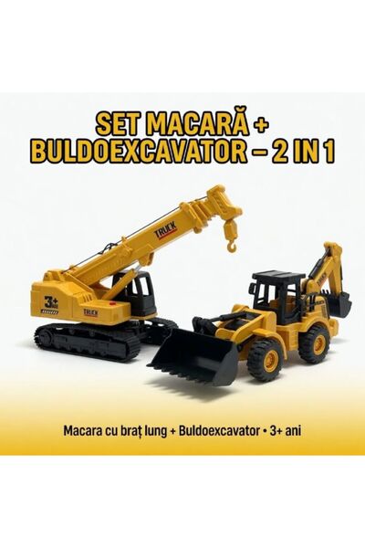 EXCAVATOR Set de 2 vehicule de construcții cu fricțiune și lumini 38cm