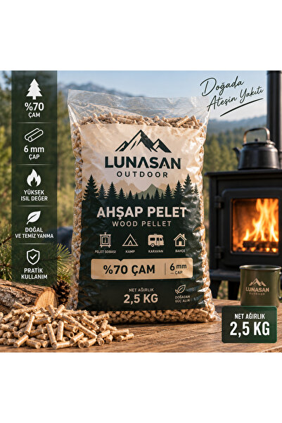 Outdoor 2,5 KG Ahşap Pelet Yakıt – Soba, Kamp ve Isıtıcı İçin Pelet