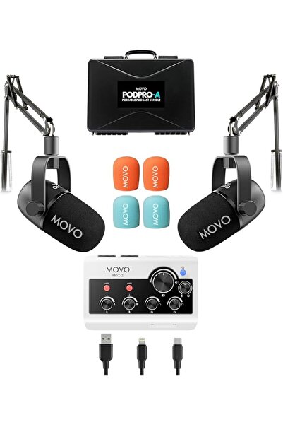 MOVO Portable Podcast Equipment Pack for iPhone/Android Phones, Podcast Kit w...