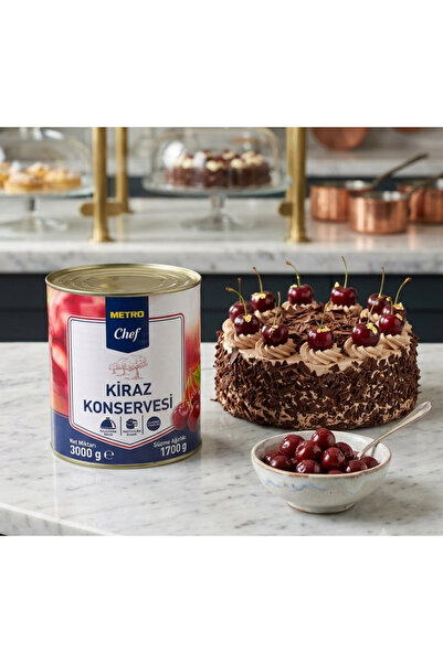 Metro Chef Çekirdeksiz Kiraz Konservesi 3000 g (Süzme 1700 g) - Pastacılığa U...
