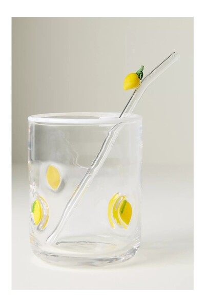Anthropologie The Icon Food & Drink Handmade Bead Detailed Glass Cup