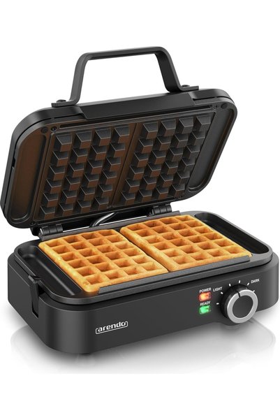 Arendo Çiftli Waffle Makinesi 1200W Belçika Waffle, Termostat, Yapışmaz Kaplama