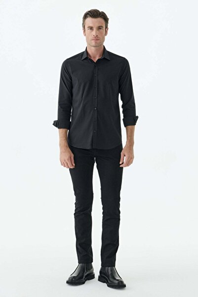 Jakamen Black Cotton Blend Comfort Fit Shirt