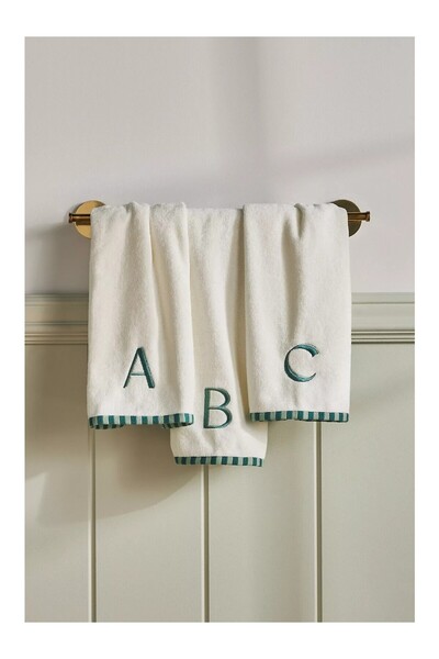 Anthropologie Monogram 100% Cotton Embroidered Hand Towel