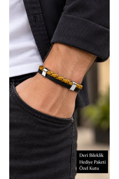 HER ŞEY NOTA www.herseynota.com Sendaro Golden Contrast Black Leather Men's B...