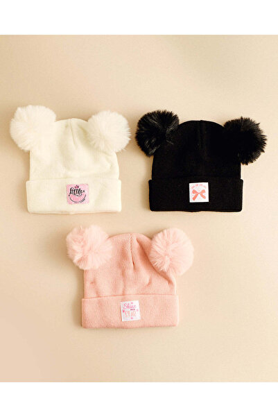 REDTAG Girls Assorted Knitted 3-Caps Set
