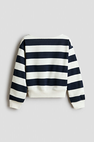 H&M Kayık Yakalı ve İçi Tüylü Sweatshirt