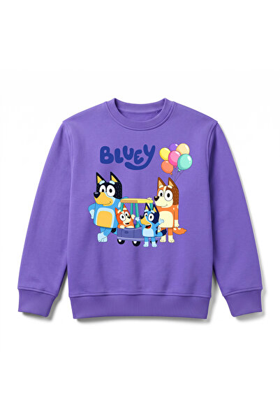 URBANTRENDSTORE سويت شيرت شتوي فاخر للأطفال مطبوع عليه Bluey، سطح داخلي ناعم