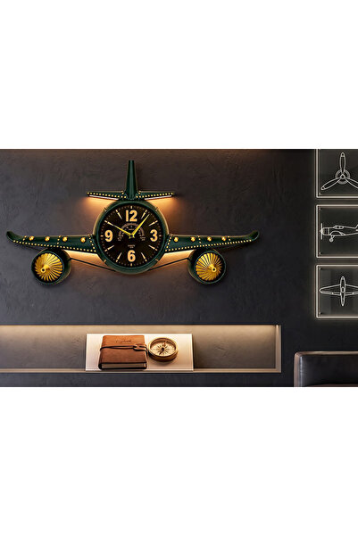 Halk Kitabevi Aviator Retro-Endüstriyel Uçak Formlu Dekoratif Duvar Saati