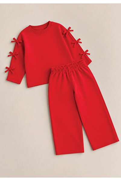 Cigit Seasonal Sweatshirt Set 8-12 Years Red