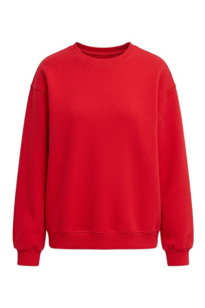 Crep Crew Neck Basic Sweatshirt - Red Red