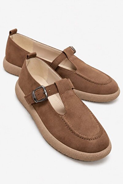 CCWAY AYAKKABI Γυναικεία ζώνη με αγκράφα Loafer TABA NUBUK